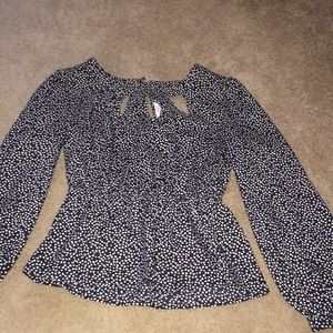 Black shirt with white hearts